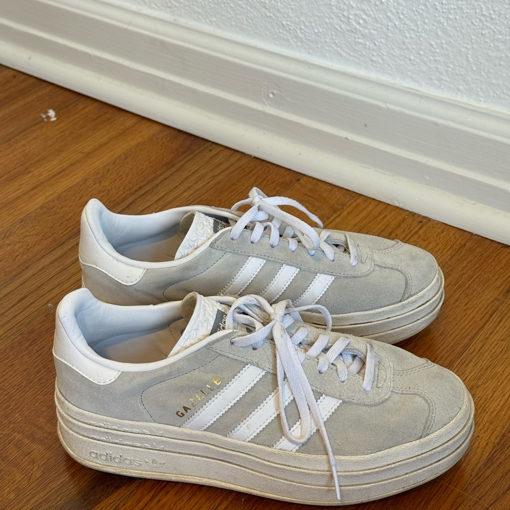 Adidas Women's Gray and White Gazelle Sneakers